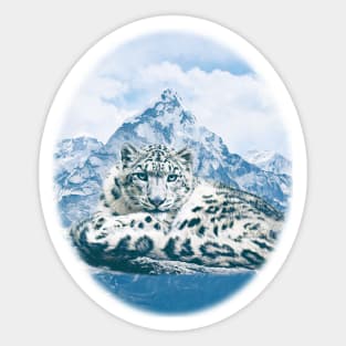 Snow Leopard Over the Mountains Sticker